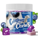 Bovine Colostrum Chews Supplement with probiotiká for Gut Health, Bloating, Immune Support, Koža, rast vlasov a krása - čučoriedková chuť (60 porcií)