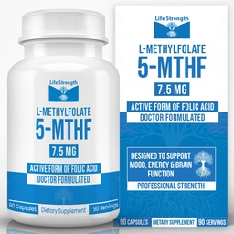 L-metylfolát 7,5 MG, optimalizovaný a vysoko bioaktívny metylfolát, 5-MTHF doplnok pre Mood and Immune Support, Natural Diet Supplement for Energy, Non-GMO & Gluten-Free, 90 kapsúl
