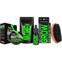 Bradavice Rast Kit w/GROW XXL Bradavý olej / Sérum pre rast vlasov pre mužov + 100% Lifetime Replacement Boar Bristle Bruste + 2X Hrúbka Biotín Mustache Wax & Balm pre mužov - Formulované v Amerike