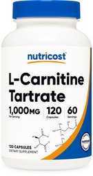 Nutricost L-karnitín Tartrate 1000mg, 120 Kapsule - 500mg per Capsule (60 Servings)