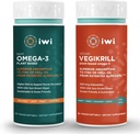 Iwi Omega-3 Sport & Vegikrill Omega-3 Bundle, 30 Servings, Vegan Plant-Based Algae Omega 3 s EPA + DHA, Krill & Fish Oil Alternative, No Fishy Dochute