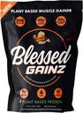 BLESSED Gainz Vegan Protein Powder Mass Gainer - 40g Plant Based Protein Powder - Jedlo Replacement Shake s Pea Protein Powder - Vegan Protein Shake - 40 Servings (Peanut Butter)
