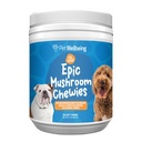Pet Wellbeing Epic Mushroom Chewies pre psy - Imunitná podpora, kognitívne zdravie, Adaptogénne podpora stresu s Reishi, Chaga, Lion Mane Funkčné huby - Veterinarian-formulované 90 mäkké žuvačky