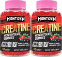 Kreatín pre mužov a ženy Monohydrát kreatín Gummy, Monohydrát kreatínu na podávanie s taurínom a vitamínom B12, pre-cvičenie pre maximálnu silu, energiu a vytrvalosť - 2 balenia