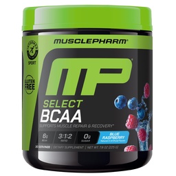 MusclePharm Essentials BCAA Powder, Pred a po tréningu zotavenie nápoj, podporuje svalové zotavenie a výrobu energie, Essential Amino Acids Supplement, 30 Servings, Modrá malinová chuť