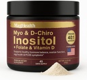 Inozitol Powder - Myo & D- Chiro Inozitol + Folát a vitamín D - 40:1 pomer - 45-dňová zásoba - Pravidelná podpora menštruácie a plodnosti
