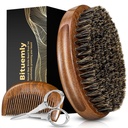 Brada kefka, prírodné Bristles Bristles kefka pre mužov a drevené Sandalwood Pocket Bord Comb Set, tvárové vlasy grooming Kit s fúzy nožnice ako styling nástroj, Rast, Detangles, Shine