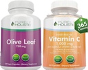 Purely Holistic Olive Leaf Extract 750mg + Vitamín C 1000mg 2 fáza vydanie Bundle - 485 Vegan Kapsule - Made in The USA