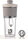 2. generácie Shaker fľaša pre proteíny s mixing loptu - ideálne pre cvičenie a vonkajšie použitie, 24-Ounces Srvátkový proteín Shaker s jasným meraním (Gray)