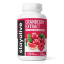 STAY ALIVE Cranberry Pills for Women and Men 1000mg with D-mannose, Hibiscus and Grapefruit Seed Extract, 120 count, D-manose Cranberry Supplement, Vegan, Non-GMO & Gluten-free prášok Kapsule