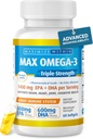 Max. omega 3 Fish Oil Pills - Triple Strength Fish Oil Supplement (2000 mg Total Omega 3 Mastné kyseliny: 600mg DHA + 800 mg EPA per Serving)