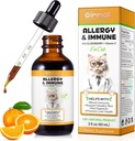 Alergická úľava kvapky pre mačky, Cat alergie Immune Booster liečba pre sezónne alergie a trávenie, zdravý pečeň a imunitný systém, mačacie bylinné doplnky s vitamínom C, kuracie chuť - 60ml/2fl.oz
