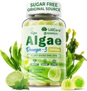 Omega 3 Gummies 2200mg from Algae Oil (DHA 640mg & EPA 290mg) for Women & Men, Vegan Omega 3 Fish Oil Alternatíva, w/CoQ10, Astaxantin, Vitamín A, E, D3 for Brain, Eye, Antioxidant, bez cukru, 1Pack