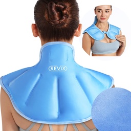 REVIX Ice Pack pre krk a ramienka hornej časti chrbta nepohodlie, veľký krk Ice Pack Zabaľte soft Plush Lining, opakovane použiteľný gél studený kompres pre regeneráciu po tréningu, modrá