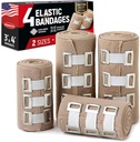 Premium Elastic Bandage Wrap - 4pk (2x3in, 2x4in) + 12 extra kliešte - Silné kompresné pásmo pre krídelká, anky, nohy a kolená