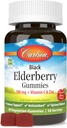 Carlson - Black Elderberry Gummies, s vitamínom C & Zinok, Imunitná podpora, 60 Gummies