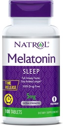 Natrol Time-Release Melatonin 5 mg, Dietary Supplement for Restful Sleep *, 100 tabliet (Pack of 2), 200 Day Supply