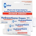 Glóbus (3 balenia Hydrokortizón Maximálna sila krém 1%, Anti-svrbiaci krém pre sčervenanie, opuch, svrbenie, vyrážka, Bug/Mosquito Bites, Ekzém, hemoroidy & Viac