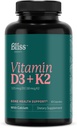 Vitamín D3 K2 - vitamín D3 5000 IU s vitamínom K2 ako MK-7, vápnikom a fosforom pre konečnú absorpciu - vitamín D doplnky, 60 Vegkaps, 60 dní