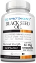 Schválená veda Black Seed Oil - Cold Pressed Nigella Sativa - Boost Imunity, Respiration, Cognitive, a Tráviace zdravie - 2% Thymochinón - 1 fľaša - 60 Softgels - Made in The USA
