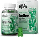 Wild & Organic Iodine Gummies 250mcg - Immune Support Complex w/Potassium Iodide - Selenium Zinok Iodine Supplement for Imunity & Celková podpora - 60 Vegan, Pectin-Based Gummies