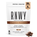 RNWY Kompletný proteín, 25g kyslého proteínu + 5g Kreatín monohydrátu, Vegan, bez mlieka, Informovaný šport Certified, Post-Workout zotavenie pre vytrvalosť športovcov, Čokoláda, 21 Servings