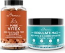 Vitex Chasteberry Kapsule a Regulovať Max Myo-Inozitol D-Chiro Inozitol prášok - Prírodné PMS a podpora plodnosti, Balance Hormóny, Regulovať cyklus - 60 Vegan Soft Capules + 60 Servings Inositol prášok