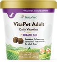 NaturVet VitaPet Adult Daily Vitamíny Plus Dýchacia pomôcka pre dospelých psov, 60 ct Soft Chews, vyrobené v USA s globálnym zdrojom zložiek