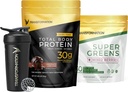 Transformácia Čokoládový proteínový prášok, Super Zelené Superfood Zelená šťava Prášok a výkon Izolovaný fľaša Shaker