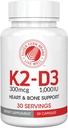 Silver Fern Vitamín K2-D3 Supplement Brand - Natural, non-synthetic - K2-7 ako menachinón-7 (MK-7) - D3 ako cholekalciferol - kosť, srdce a energia Podpora (2 fľaše - 60 kapsúl - 60 porcií)