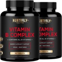 Vitamín B komplex - obsahuje všetky esenciálne B vitamíny - B1, B2, B3, B5, B6, B7, B9, B12 a biotín - Super B komplex Vitamíny pre energiu, Imunita podpora - 180 tabliet