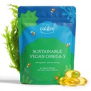 Calgee Vegan Omega 3-450mg DHA & EPA Mastné kyseliny - udržateľný algae olej - Plant-Based Fish Oil Alternatíva - Carragenan-Free Softgels (60 Ct)