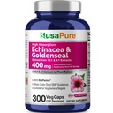 NusaPure Echinacea Goldenseal 200mg, (Extract 10:1, Equivalent to 2000mg), 200mg, (Extract 4:1, Equivalent to 800mg) - 2800mg 300 Veggie Caps (Vegetarian, Non-GMO, Vegan)