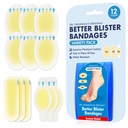Dr. Frederick's Original Better Blister Bandages - 12ct - Water Resistant - 40% Viac Vankúš - Hydrocolloid Bandages for Foot, Toe, & Heel - Blister Pads for Prevention & Recovery - Variety Pack