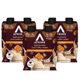 Atkins Café Caramel Iced Coffee Ochutené bielkoviny Shake, vysoký proteín Shake, nízka glycemic, nízky cukor a nízky cukor, Keto Friendly, Gluten Free, 12 Počet