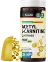 BIO KRAUTER Acetyl L karnitín Gummy - 1500 mg Sila - 90 Vegan žuvačky - Aminokyseliny Acetyl L karnitín Supplement - Pectin-Based, non-GMO