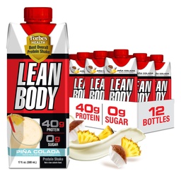 Pina Colada Protein Shake, 40g Protein, Wheey Blend, 0 Cukor, bezlepok, 22 Vitamíny a minerály, 17 Fl Oz (Stock of 12)