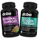 DR. BO Adrenal Support & Colon Cleanse Doplnky - Nadobličky pre adrenálnu únavu s Ashwagandha & L Tyrozine - 15 dní Intestinálne čistiace pilulky na podporu pohybu čriev a čistenie žalúdka