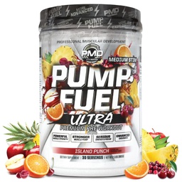 PMD Sports Pump Fuel Ultra Medium Stim - Premium Pre Workout Powder & Muscle Pump, väčšie zameranie, vytrvalosť a zotavenie, Premium Creatine, Arginine & Beta Alanine - Island Punch (30 Servings)