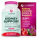 PurePremium Support Doplnková liečba obličiek Čistenie detoxu a opravy s brusnicovým extraktom & Astragalus - 21-in-1 Komplex podporuje normálny močový mechúr, močové tract & Obličky zdravie - 120 Day Supply
