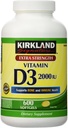 Kirkland Extra sila Vitamín D-3 2000 IU 600 mäkkých gélov