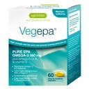 Igennus Vegepa Omega 3 Wild Fish Oil & Evening Primrose Oil Blend, 560 mg EPA Plus GLA, 60 malých softgelov