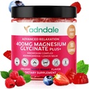 Adndale 90 CT Magnézium Glycinate Gummies 400 mg/Serv s Ashwagandha, Magnéziummalát a taurate, bezcukrové žuvačky pre dospelých a deti.