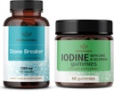 HERBAMAMA Stone Breaker and Iodine Kit - Bundle of 1200 mg Stone Breaker Kapsules & Draslík Iodine Gummies - Vegan, Non-GMO, Želatína - 2 balenia