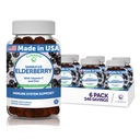 Lunakai Sambucus bazové guličky so zinkom a vitamínom C pre dospelých a deti - 100 mg vitamíny čiernej bazy Imunitná podpora doplnok - Vegan, non-GMO, žiadna kukuričná sirup - 6 balenia