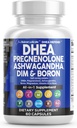 DHEA 200mg Supplement Pregnenolón 100mg pre mužov a ženy s DIM Ashwagandha Bron 6mg Complex kalcium Magnézium Zinok 50mg Vitamín D3 5000 IU Hormone Podpora Kapsule Tabletky Vyrobené v USA 60 Počet