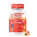 SmartyPants Detské multivitamínové Gummy - Vylepšená formula: Omega 3 (DHA/EPA), Vitamíny D3, C, B12, B6, vitamín A, K a zinok, bez lepidla, Tri ovocné príchute, 60 Počet (30 dní)