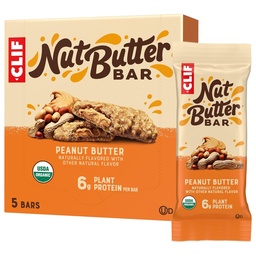 CliF Nut Butter Bar - Arašidové maslo - Plnené energetické tyčinky - Non-GMO - USDA Organic - Plant-Based - Low Glycemic - 1.76 oz. (5 balenia)