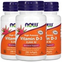 Teraz Foods Now Foods Vitamín D-3, 50 μg (2 000 IU), 240 Softgels, 3 balenia