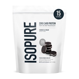 Isopure Zero Carb 100% Pure Wheey Isolate Protein Powder, Lactose, Gluten Free, With Vitamíny, Cookies & Cream, 25g Protein Per Serving, 1 Lb, 15 Servings (Backaging May Vary)